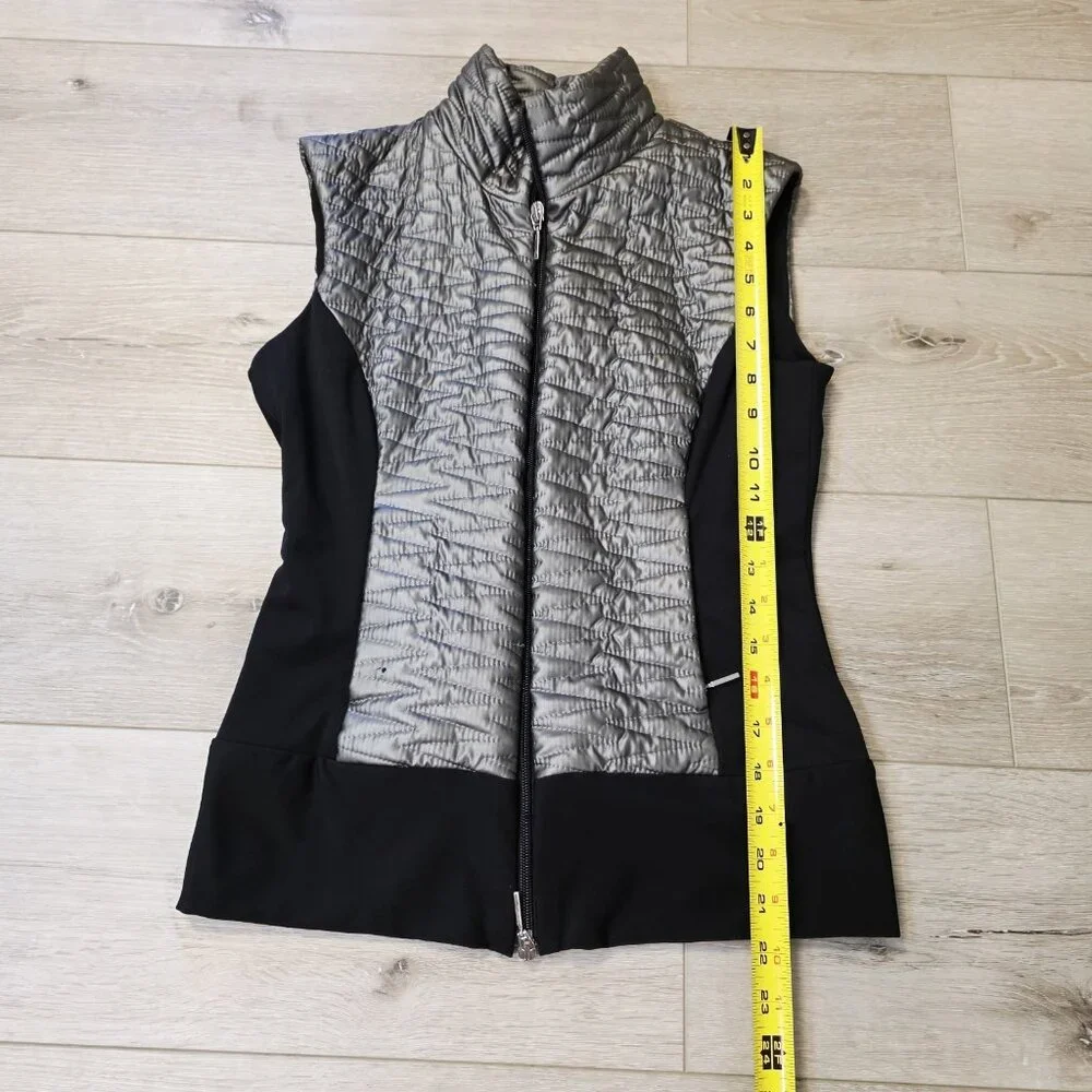 ANATOMIE Gray Black Puffer Vest Women Sz XS Quilted Full Zip Sleeveless READ - Picture 3 of 9